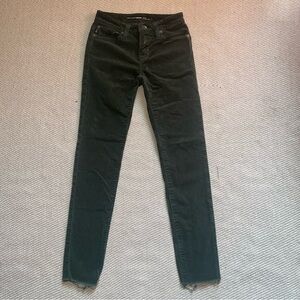 Big Star Women’s Corduroy Dark Green Forest Skinny Jeans Raw Hem Sz 23